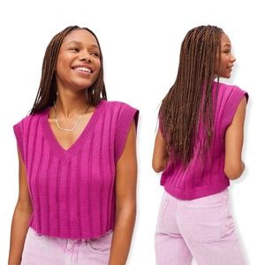 Urban Outfitters BDG Magenta Rori Boxy Sweater Vest